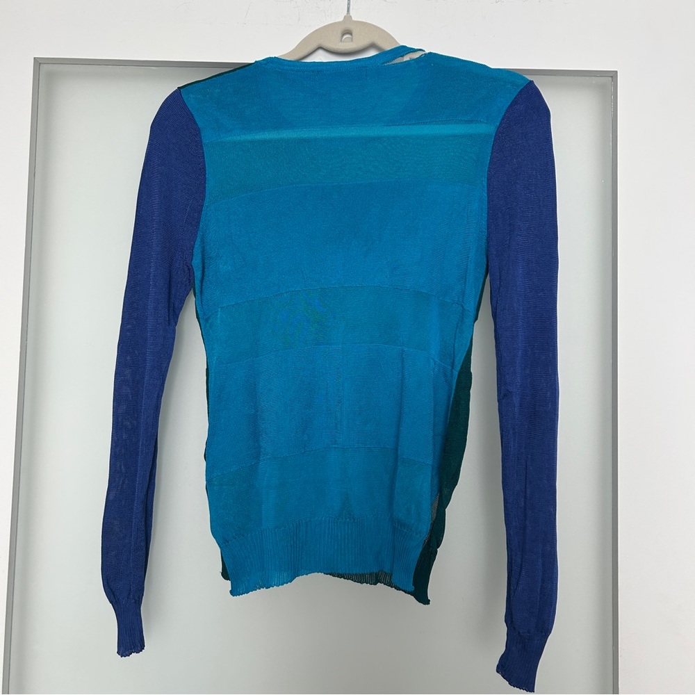 Camilla & Marc leroy colorblock multi blue green purple sheer knit sweater XS - Picture 6 of 10